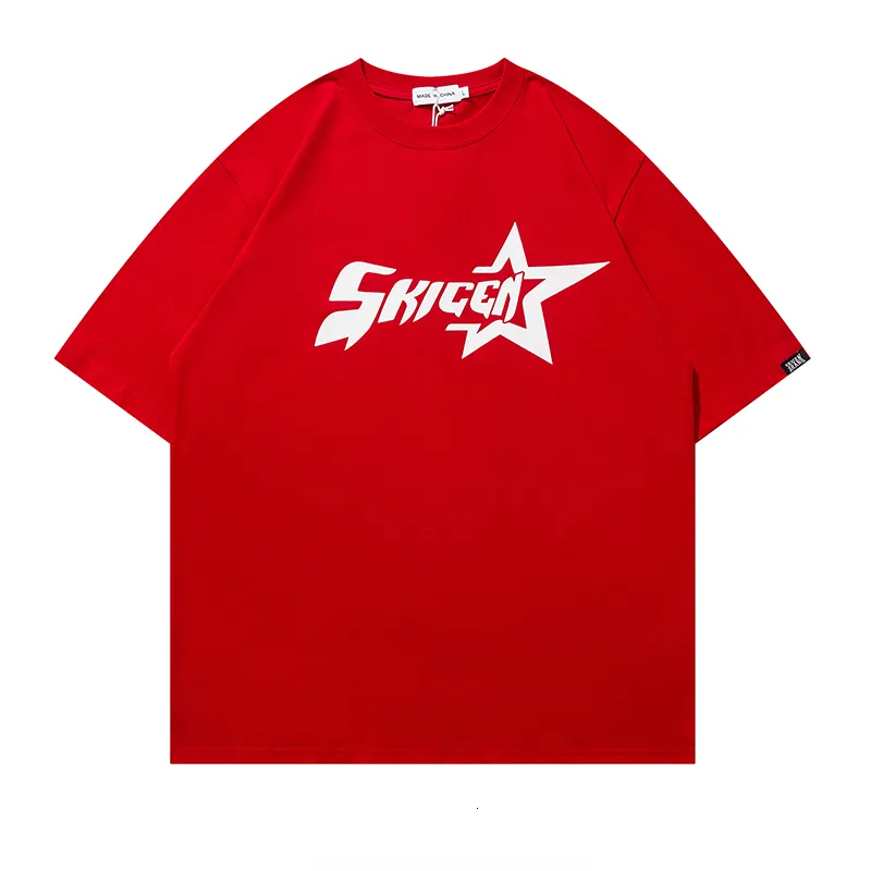 Damen-T-Shirt 1988 Streetwear Amerikaner Alphabet Star Print T-Shirt Harajuku Vintage Rote Männer Frauen Y2K Casual Tops mit Basis-Herrenkleidung 230823