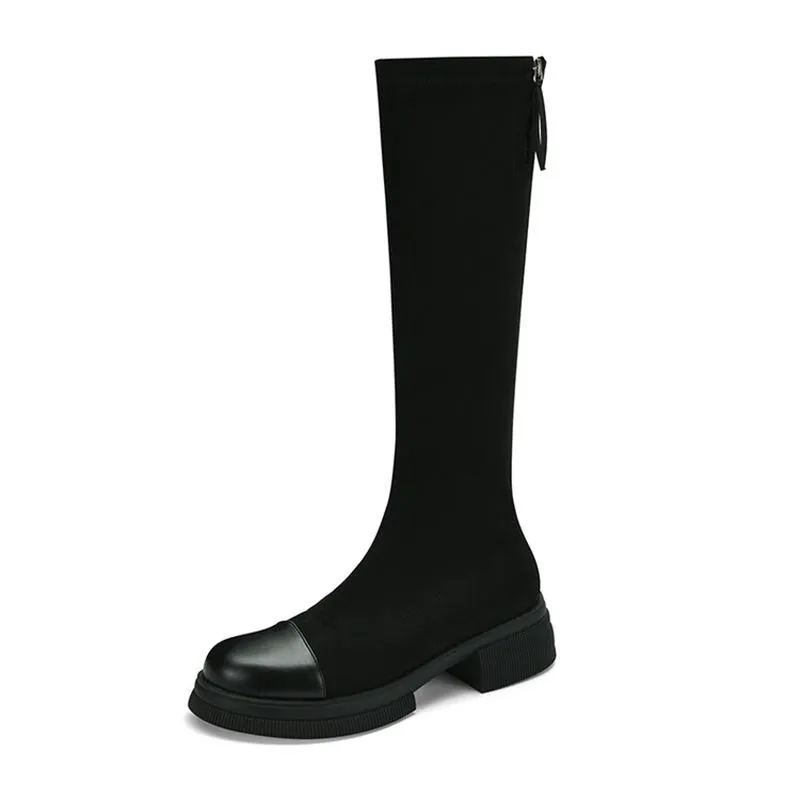 Botas hasta la rodilla de invierno para mujer, zapatos con punta de diseñador, gamuza de cabra, cuero genuino Natural, botas altas con hebilla, montaje para mujer, marca WARORWAR YGN020-h69-18