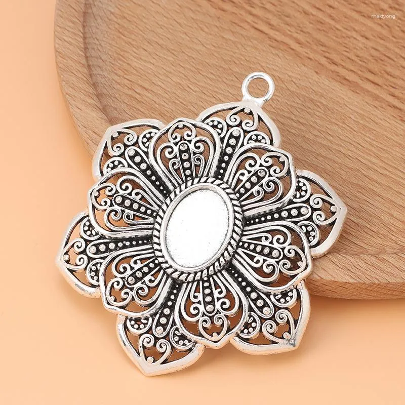 Pendant Necklaces 2pcs/Lot Tibetan Silver Hollow Open Large Filigree Flower Charms Pendants For DIY Necklace Jewelry Making Findings