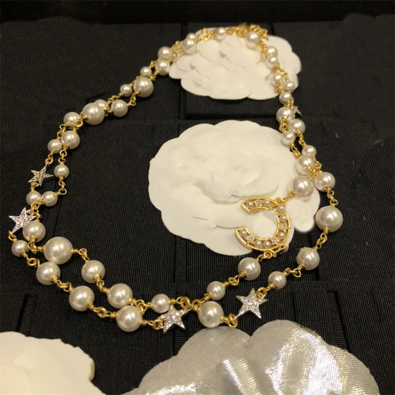 SWEATH Sain Sain Naszyjniki dla Lady Women CCITY BRAND BINEGLY DESIGNER LUXURY C LOGO Autumn and Winter Choker Pearl Long-łańcuch 3441