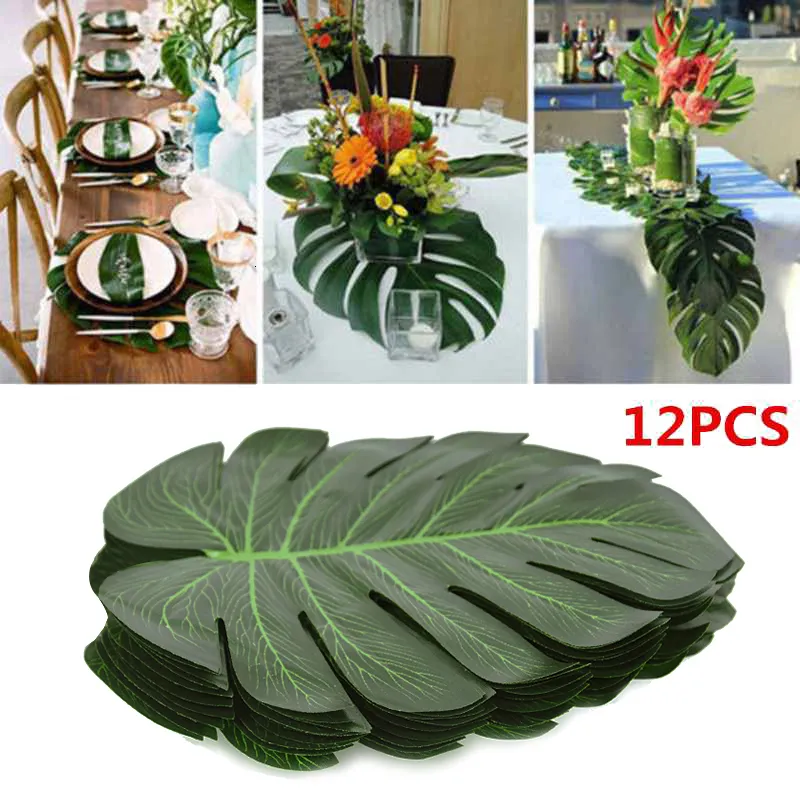 Faux verdure florale artificielle feuilles de palmier tropicales plante hawaïenne Luau Aloha été Jungle thème fête décoration mariage anniversaire maison table décor 230822