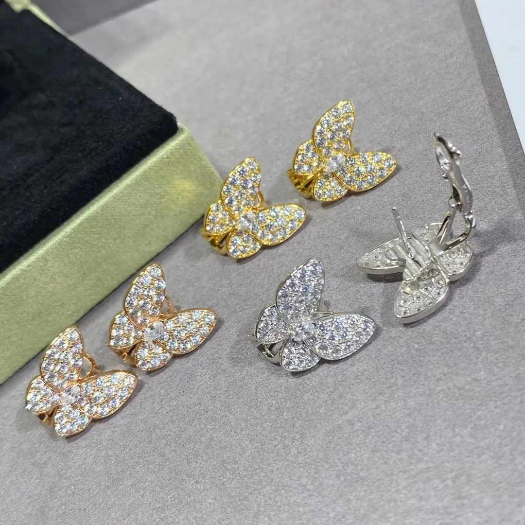 Kulak mantar klasik 925 sterling gümüş pave zirkon kelebek küpeler kadın moda tüm eşleşen marka lüks mücevher yüksek son hediye 230822