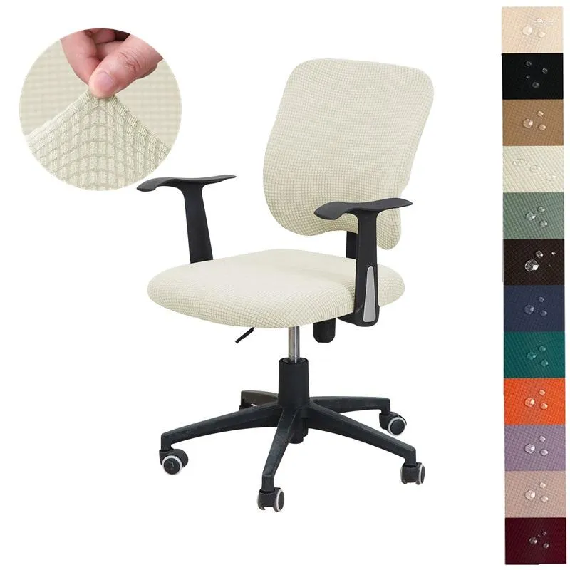 Chair Covers Elastic Office Seat Cover Solid Color Spandex Computer Slipcover Water Repellent Jacquard Desk Home Decor