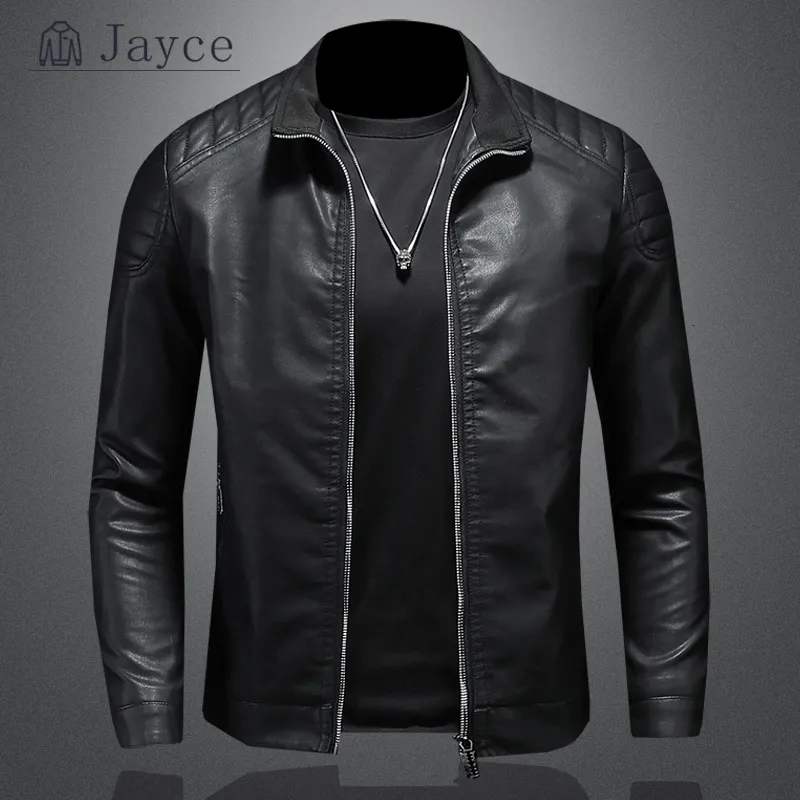 Męskie płaszcze płaszcze M-5xl stojące kołnierz męski Jacke Motocyklowe odzież moda Trend Personalizowany skórzany kurtka męska 230822