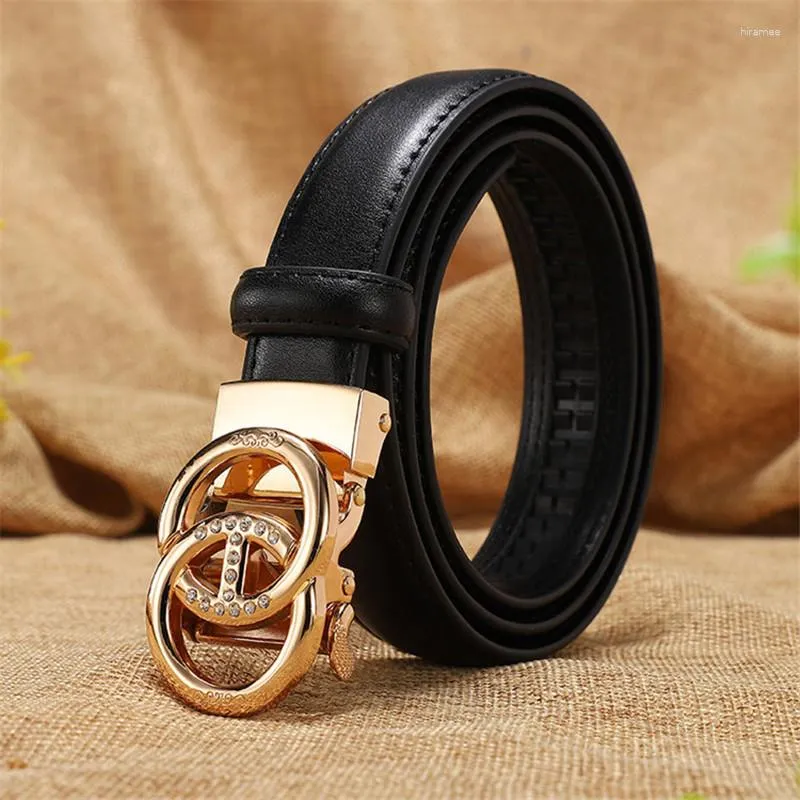 Elegant Womens Automatic Buckle Belt Fashionable Leather Belts - Main Image
