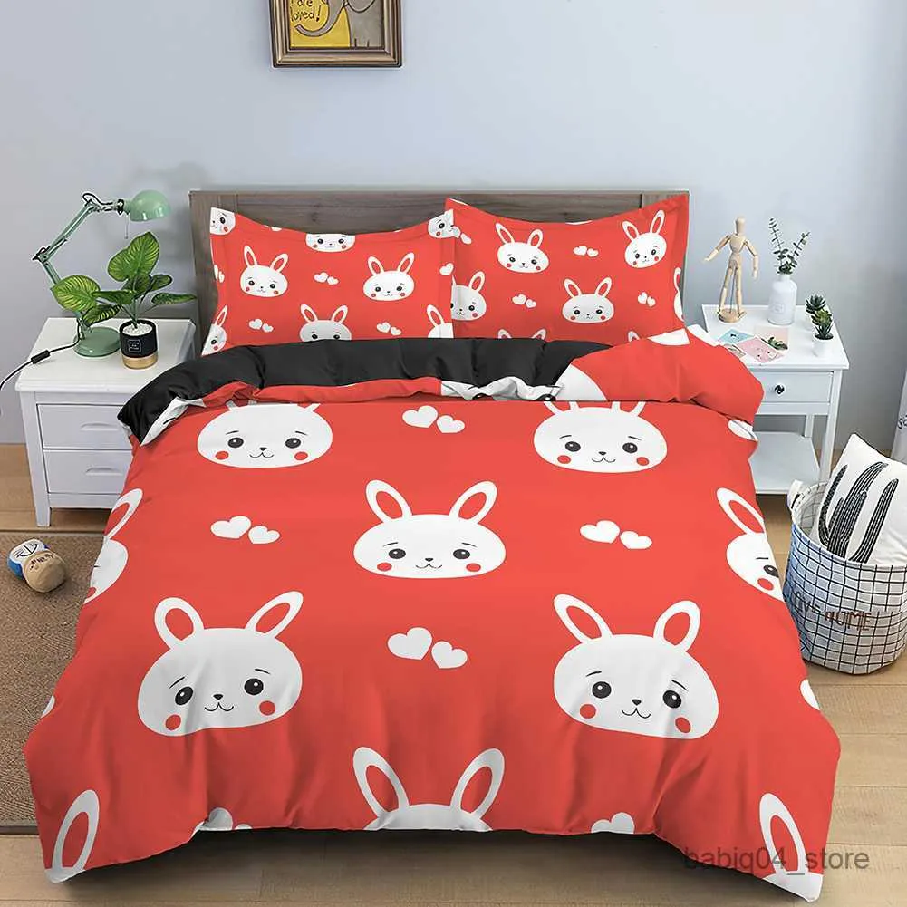 Bedding sets Rabbit Bedding Set Animal Quilt Covers With case Pcs Single Twin Size Comforter Sets Girls Gifts R230901