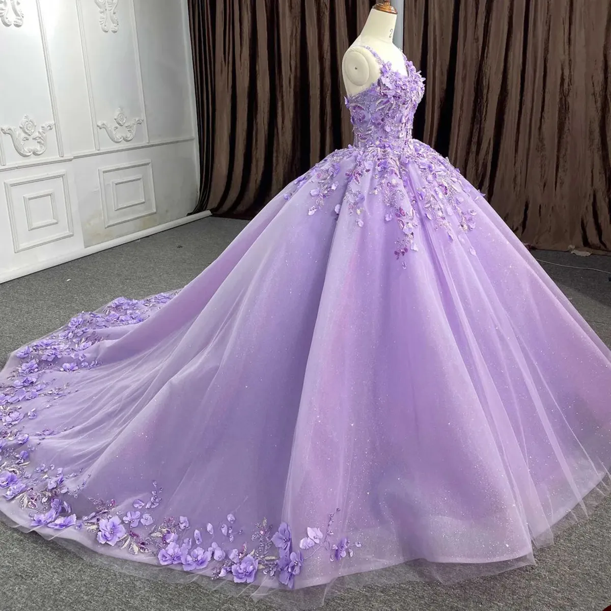 light purple wedding dress 35 Swoon-worthy Designs We're Loving The corset back ensures a personalized fit LaDivine CDS435W Long Spaghetti Strap