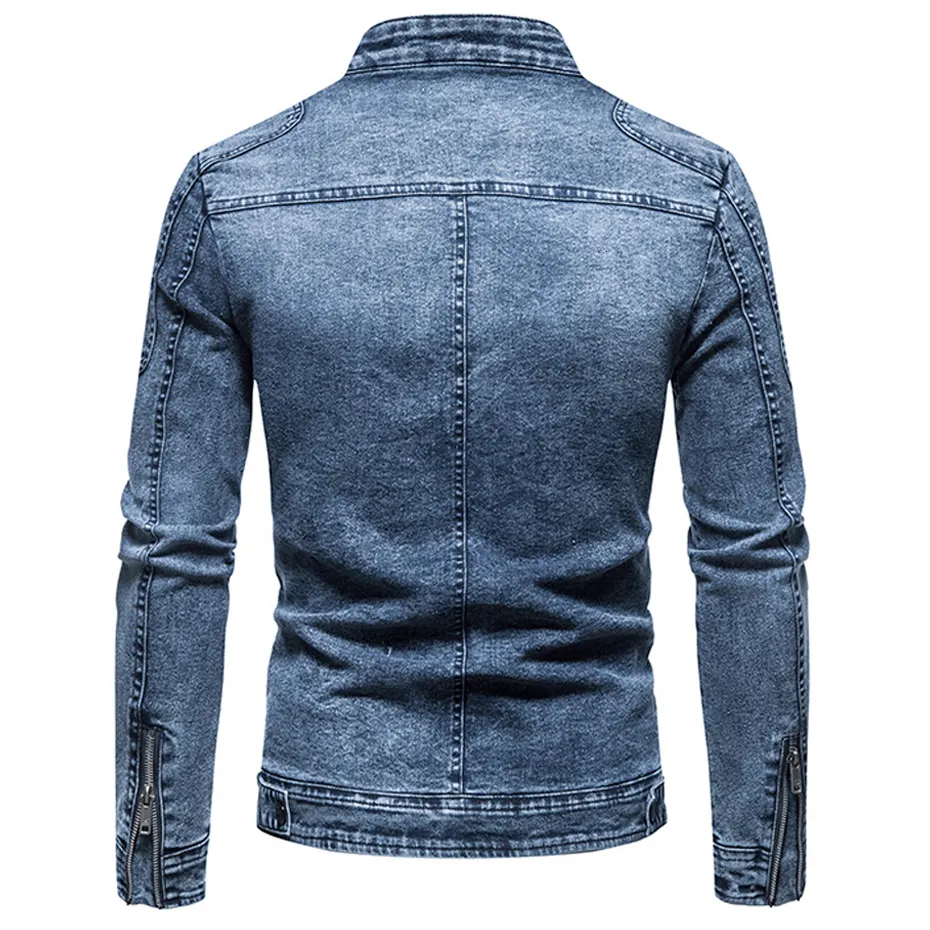 Mens Jackets Black Denim Jacket Men Moto Biker Coats Spring Autumn Slim Fit Jacket Fashion Casual Stand Collar Denim Coat Male 230823 From 27 3 DHgate