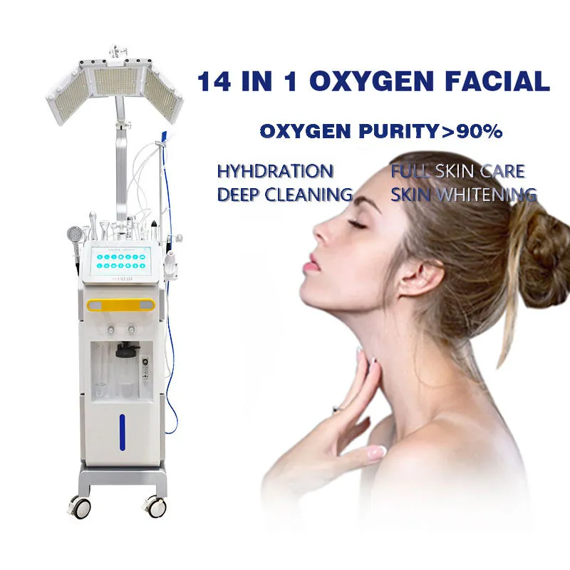 RF LED -ljusterapi Mikro Dermabrasion Hydra Syre Jet Ansiktrengöring Mesoterapi Gun Hud Rejuvenation Machine