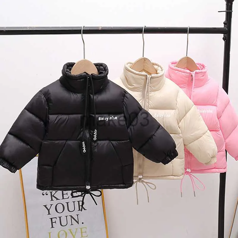 Down Coat Girls Winte Coat Letter Pull Rope Zapip Warm Down Boys Kurtka 2023 Kurtki dla dzieci dla chłopców Casual Kids Parka Overcoat 213 Rok J230823