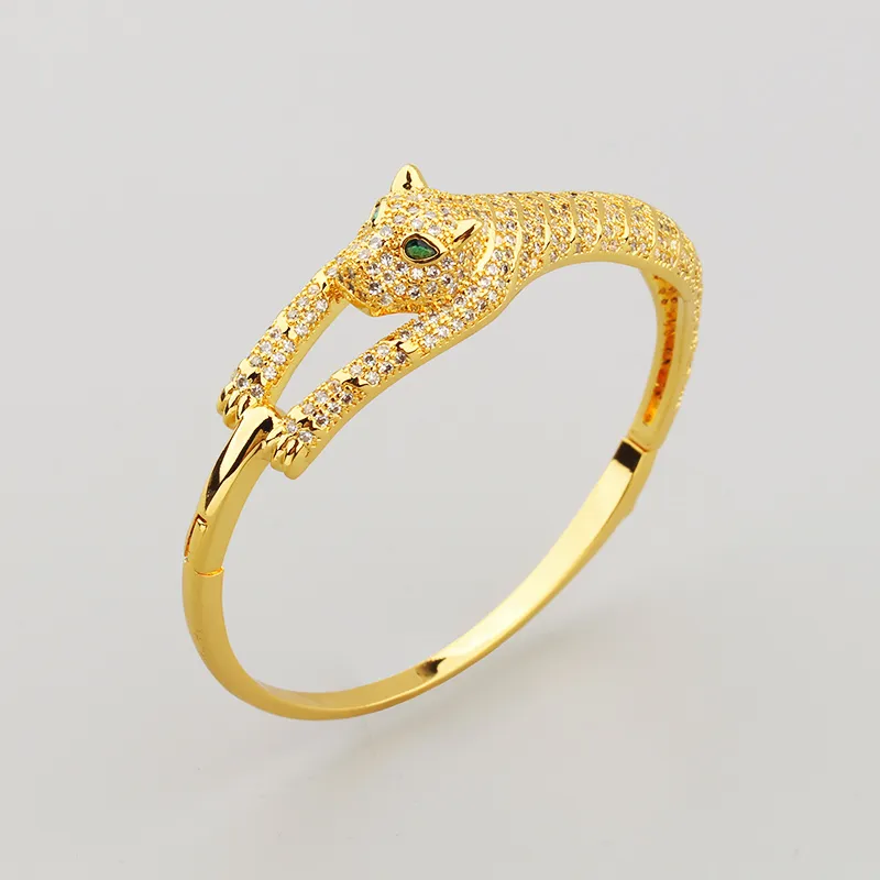 Bangle New 18K Gold Sliver Splated Run Leopard Diamond Bogle Branselets Projektant łańcucha dla kobiet mężczyzn Para klejnotów mody projektant Weddin