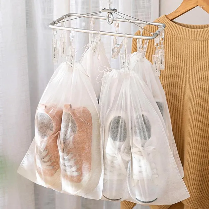 14 bolsas transparentes para zapatos con cuerda para almacenamiento de  viaje, bolsas grandes transparentes con cordón, bolsas de plástico  portátiles