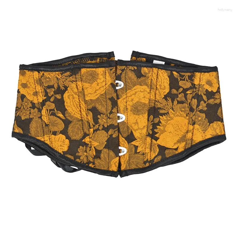 Women's Shapers 16cm Embroidery Sunflower Plastic Bones Short Corset Waist Trainer Wrap Belt Slim Flat Belly Cincher Slimming Shaper