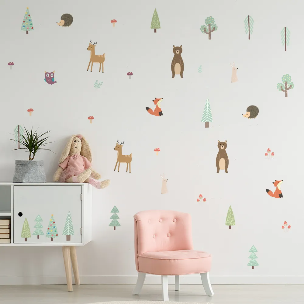 Kawaii Animal Wall Stickers for Kids Room Decor - Cute Nursery Decals ...