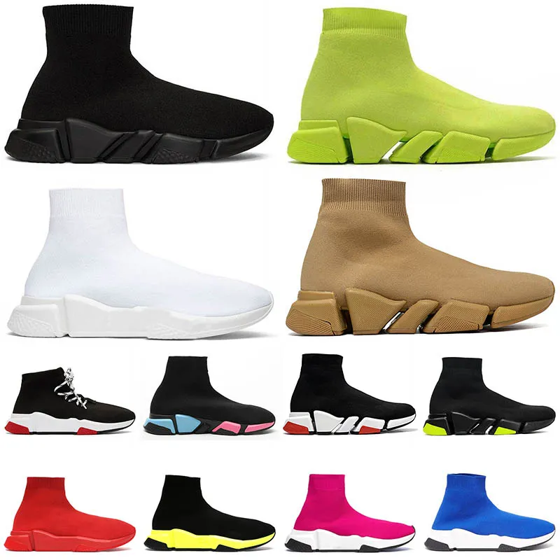 Speed ​​Trainers Sneakers de chaussures décontractés pour hommes Femmes 2023 Chaussures Chaussures hautes Black Blanc 17fw Paris Graffiti Sole Vintage Old Sock Designer Outdoor Walking