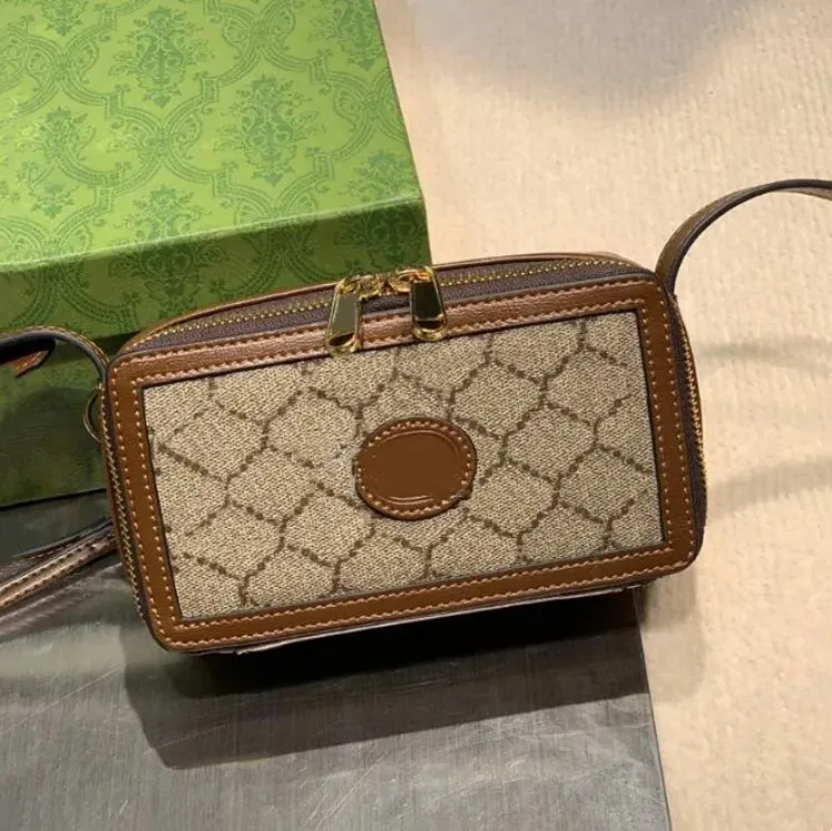 Designer Square Handbag Designer Mini Shoulder Bag Mens And Womens Leather Canvas Crossbody Bag Temperament Mobile Phone Bag