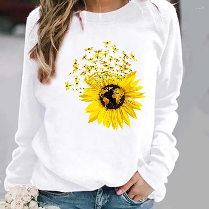 Moletons femininos femininos mola primavera outono inverno mulher moletons femininos casuais pullovers feminino dragonfly flor sweet planta de roupa fofa roupas