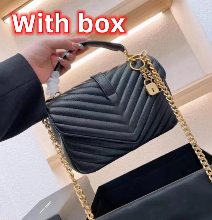 Dhgate Handtaschen Schulter Luxurys Designer -Taschen Metallkette Gold Silber Frauen Handtasche Echtes Lederbeutel Flip Cover Diagonal Messenger Crossbody Handtasche Box