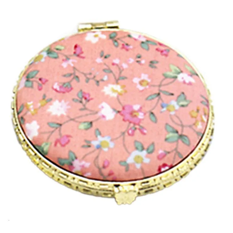 Compact Mirrors DA17 Mini Round Pocket Folding Makeup Mirror Vintage Double Sides Floral Printed Chinese Style Compact Cosmetic Portable 230823