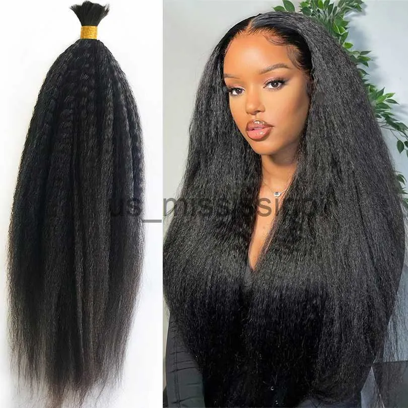 Syntetiska peruker Mongoliska kinky rak mänskliga hårbulka för flätning 123 PCSLOT Remy Hume Hair Bulks No Weft för flätning Naturlig färg X0823