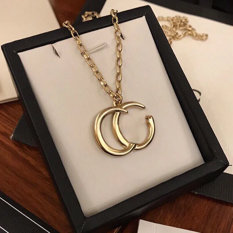 Luxury Necklace Designer Double Letter Pendant Necklaces 18K Gold Sweater Necklace for Women Wedding Party Jewelry Accessories
