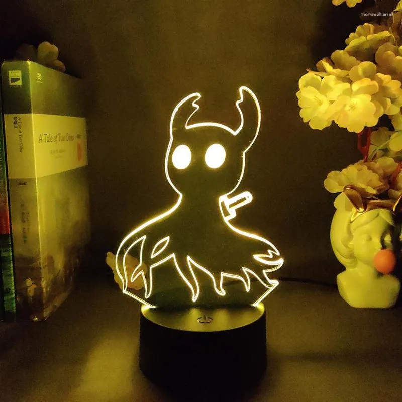 Night Lights Cool Hollow Knight Shade 3D Game Lamp Upward Lighting Acrylic Kids Christmas Gift Lovely Present For Gamer Friends