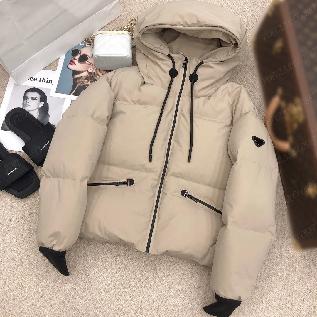 Jassen Dames donsjack Parka's Damesmode Korte jas Uitloper Winter Windjack met capuchon Klassieke driehoekige letter Design Top Q