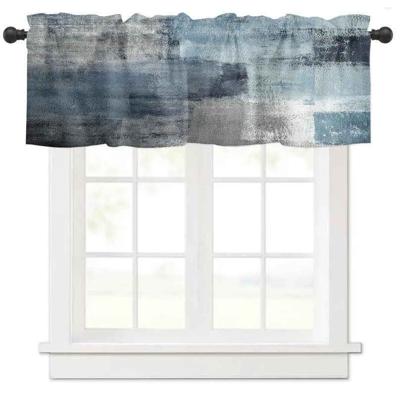 Curtain Oil Painting Abstract Geometric Grey Short Curtains Kitchen Cafe Wine Cabinet Door Window Small Home Decor Drapes