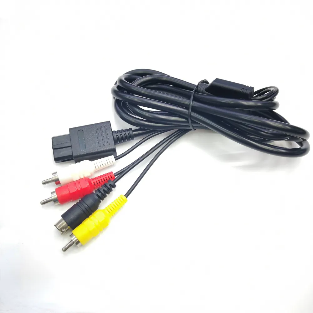 Cabo S-Video de 1,8 m de 6 pés 3RCA AV CABO COMPOSTO DE COMPOSTO PARA NINTENDO GAMECUBE 64 SNES NGC N64 ACESSÓRIO DE JOGOS