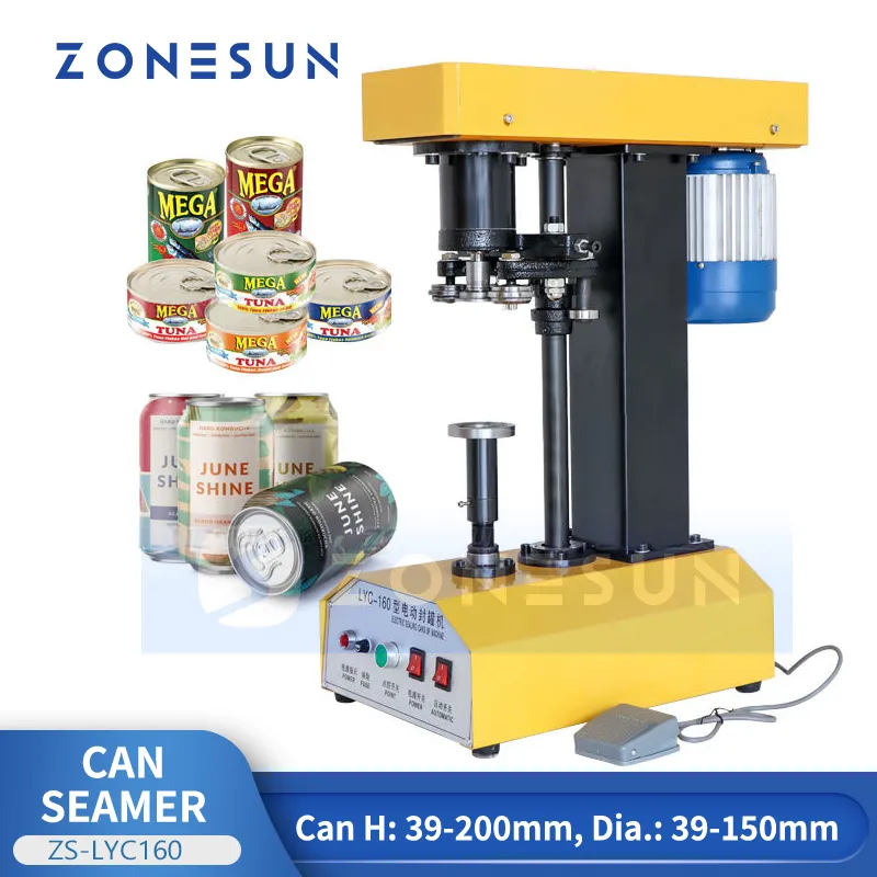 ZONESUN HANDLEIDING CAN SEALIER CHUILAIRE SEALER BENCH TOP ELEKTRISCHE VOEDSEL NATTERAGE BIER TIN PACKING MACHINE ZS-LYC160