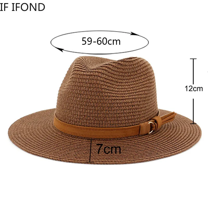 Berets duży rozmiar 5960 cm Panama Hat Summer Sun Hats for Women Man Outdoor Beach Straw UV Cap Chapeau Jazz Trilby 230822