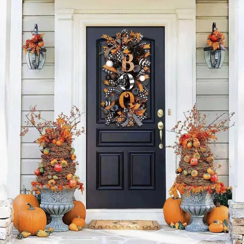 Flores decorativas Halloween boo letra de abóbora corajas de abóbora Housed House Decoration Garland pendurando suprimentos para festas em casa