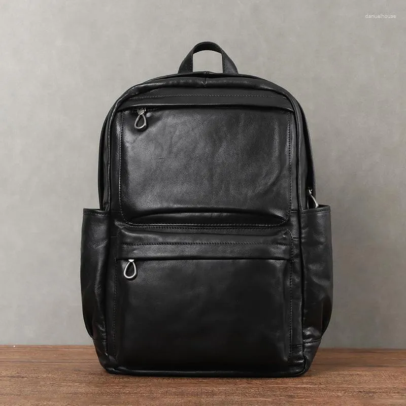 Schultaschen Eumoan Retro Herren Rucksack Kuhlattenbaumpaste Hauttasche große Kapazität 15,6 "Computerreisen echte Lea