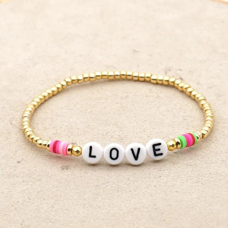 Strand Yastyt Love Letter Armband Vinyl Pärledarmband för kvinnor Trendiga smycken Femme Valentine's Gold Color Pärlor