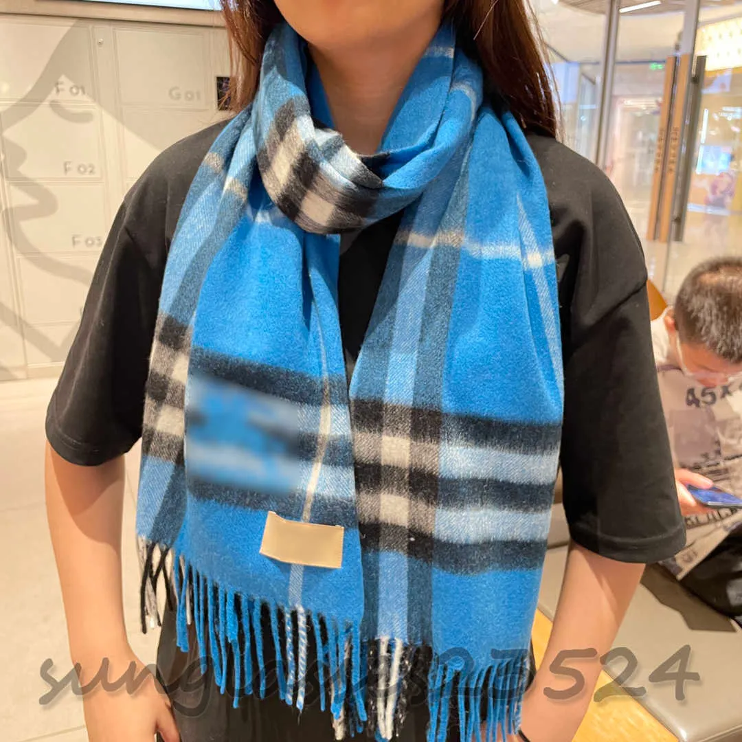 Blue Classic Cashmere Plaid Scarf, Designer Scarf, Water Moire Mönster, Autumn/Winter Fashion Item, Women's Scarf, Men's Scarf, Unisex, Size: 32*180cm W026