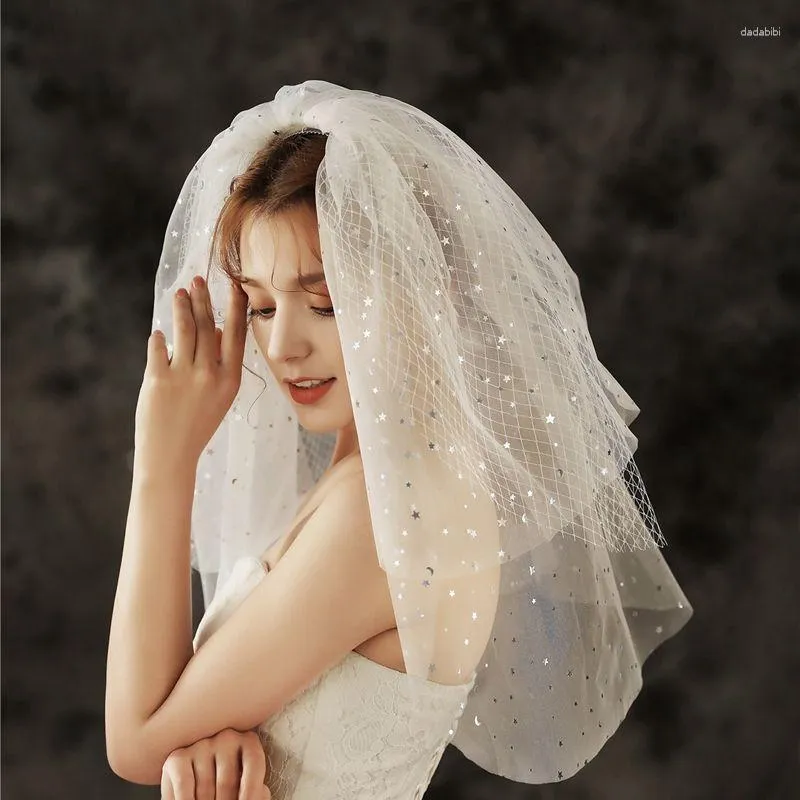 Bridal Veils Arrival Short Veil Ivory Sequine Lace Wedding Accessories Veu De Noiva Longo Casamento