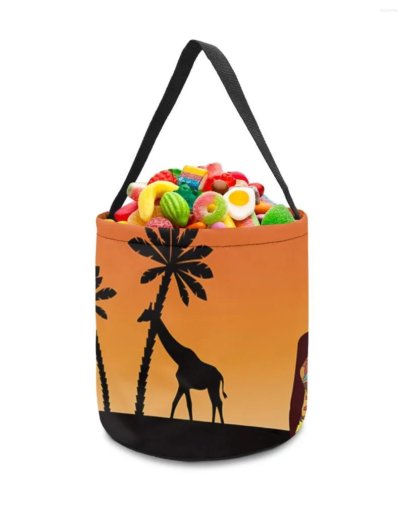 Stume di stoccaggio Africa Sunset Women Elephant Giraffe Decorazioni per la casa Giochi per paniere di caramelle Gift per bambini Togabro