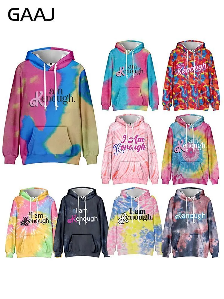 Herrtröjor tröjor xs5xl jag är kenough hoodie merch tie dye hoodie barbiecore stil streetwear kenough hooded tröja män kvinnor cosplay spots 230822