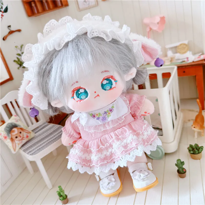 Pluszowe lalki 20 cm Dollowe Akcesoria Ubrania Fit Idol Doll S Różowa sukienka wypchana zabawka strój dla Korea Kpop Exo Super Star 230823