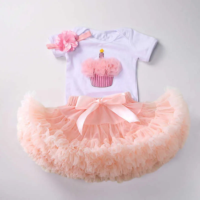 Set di abbigliamento Set di vestiti per neonata Il mio primo compleanno Pagliaccetto per bambini Top Gonna in tulle Party Abbigliamento con stampa infantile Set di abiti per neonati