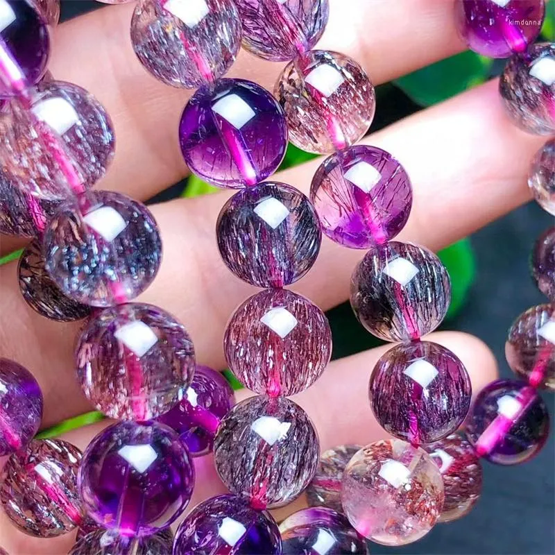 BANGLE Natural Super Seven Quartz Bracciale Gioielli in cristallo gembo di gemma per donne Guarigione Boemia Regalo per festività 1pcs 8/9/11MM