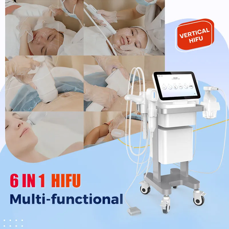 6 I 1 Bästa HIFU -maskin HIFU Anti Wrinkle Skin Drawing Body Slimming Beauty Machine 1 år Garanti Logotyp Anpassning