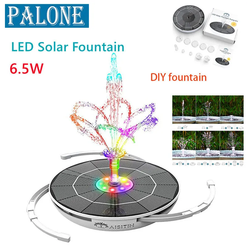 Gartendekorationen Solarbrunnen Pumpe DIY Sprühgerät rund schwimmende Farbe LED LIGHT BAD 230822