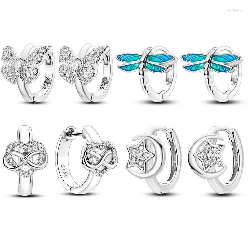 Pendientes de aro Plata de Ley 925 auténtica colorido libélula mariposa Animal para mujeres exquisitos regalos de joyería de aniversario de cumpleaños