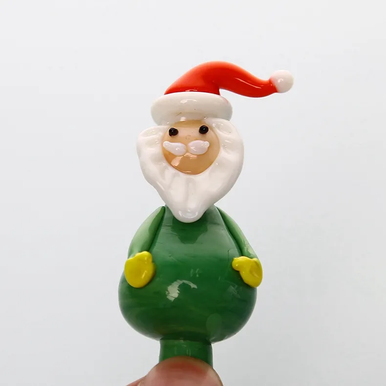 Nouveau Style Fumer Coloré Pyrex Verre Épais À La Main Halloween Noël Bonhomme De Neige Forme Bulle Carb Cap Chapeau Clous Dabber Bongs Bol Huile Rigs Accessoires