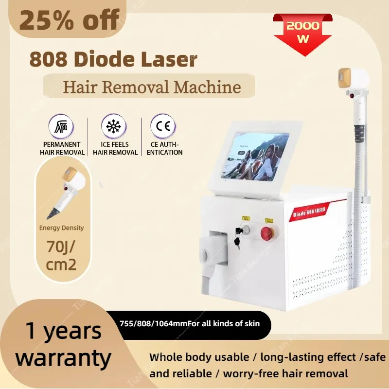 2000W Diode RF Hair Removal 808nm Laser Best Hair Removal 755 808 1064nm Painless Permanent Skin Rejuvenation Results