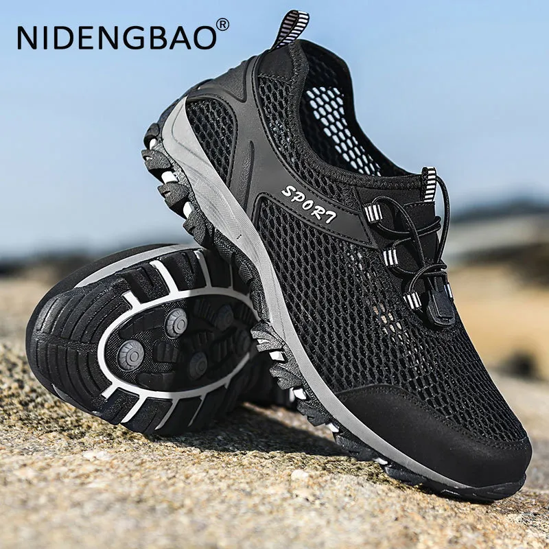 أحذية السلامة Hollow Men's Sneakers Summer Treasable Running On Fashion Walking Greatbing Sports Male Trainers 230822