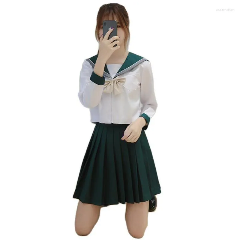 Conjuntos de ropa Estudiante de secundaria JK Uniforme Coreano Estilo Preppy Marinero Mujeres Niñas Vestido de verano Traje británico