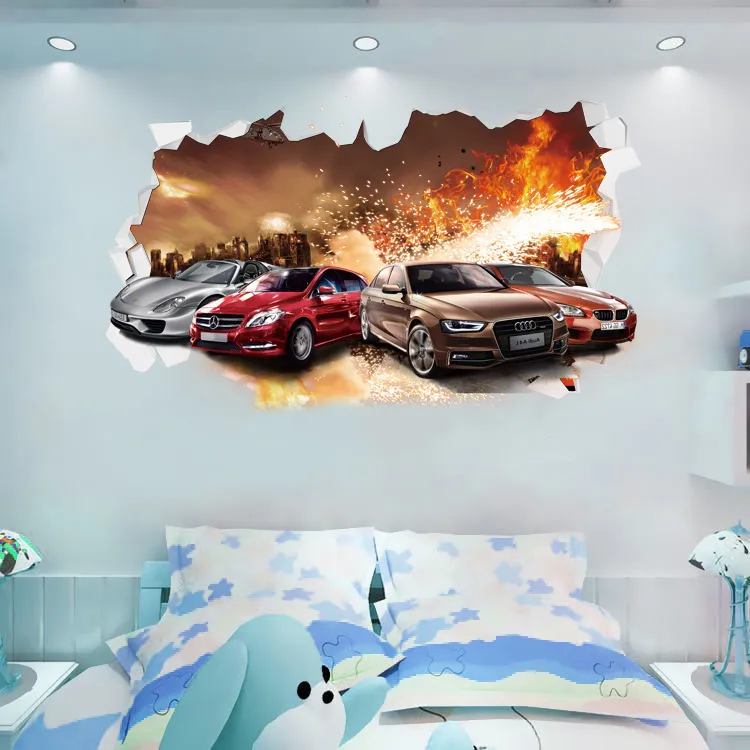 Acheter Autocollant mural décoration de salon, fleurs 3D peuvent bouger, autocollants  muraux appliqués, bricolage
