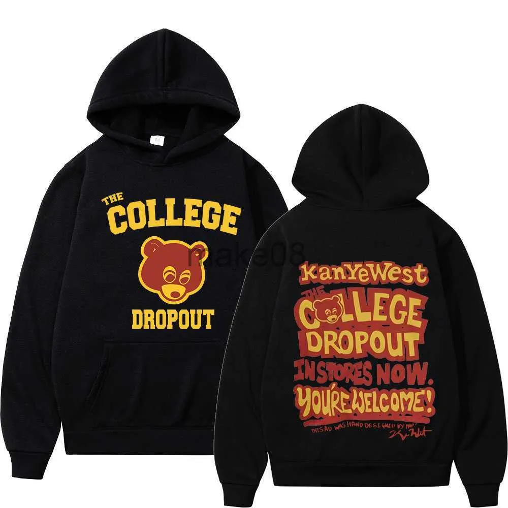 Sweats à capuche pour hommes Sweatshirts College Dropout Sweat à capuche Album de musique Impression double face Sweats à capuche Casual Homme Femmes Hip Hop Sweats à capuche Streetwear J230823